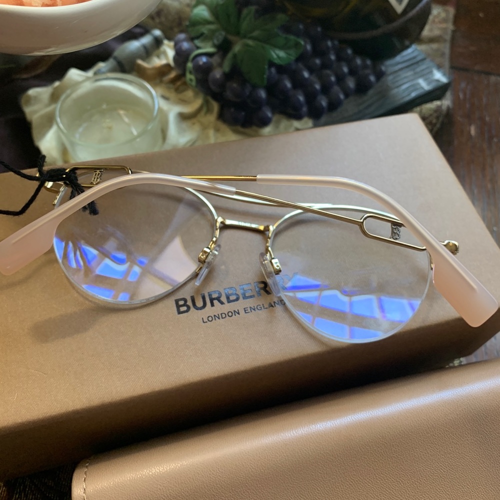 ๐ฅSOLD๐ฅAuthentic BURBERRY 51mm half rim logo Metal optical glasses - Picture 2 of 15